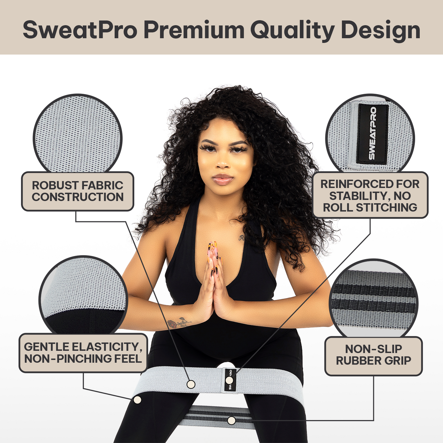 SweatPro Exercise & Toning Kit. Resistance Bands, Booty Bands, Core Sliders Set