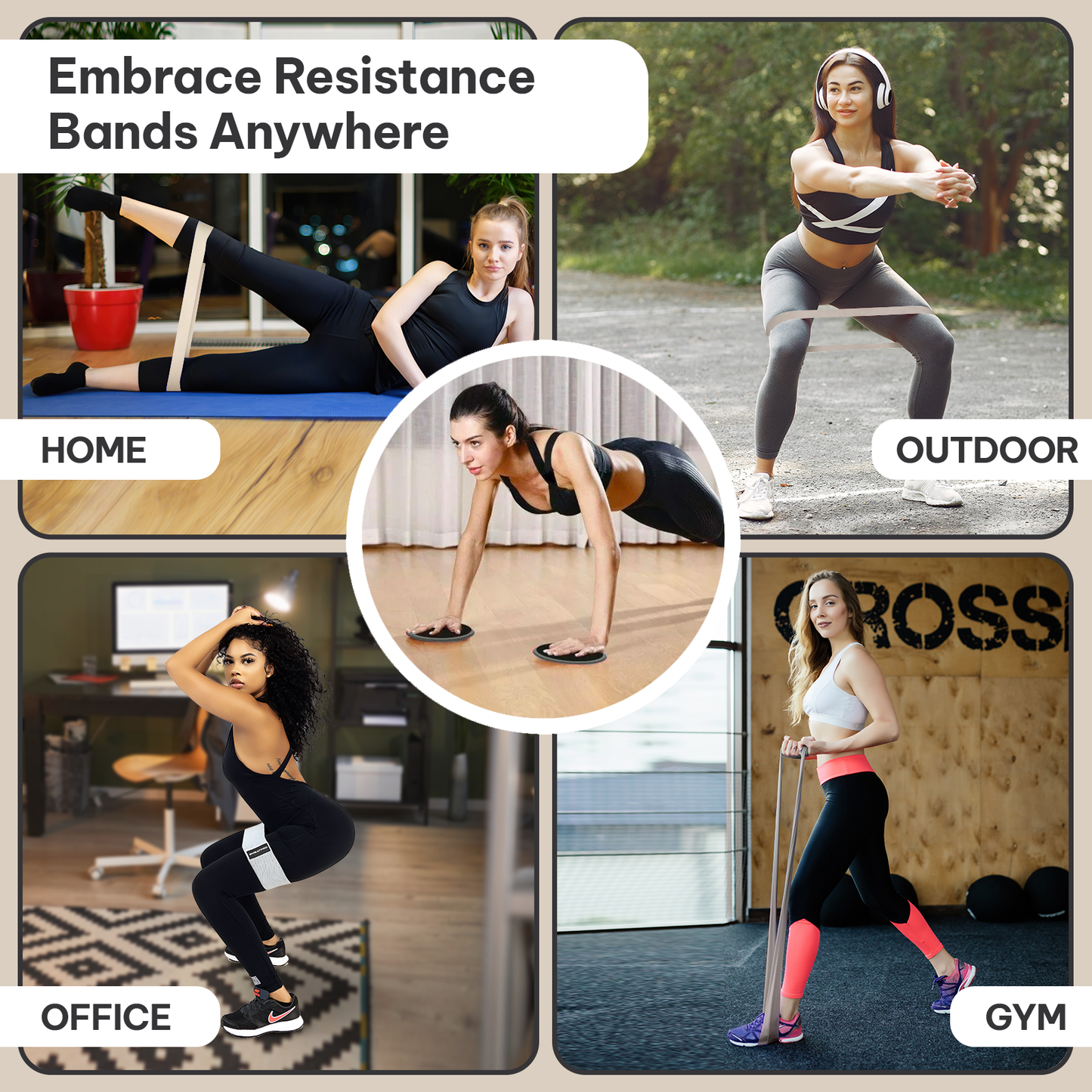 SweatPro Exercise & Toning Kit. Resistance Bands, Booty Bands, Core Sliders Set