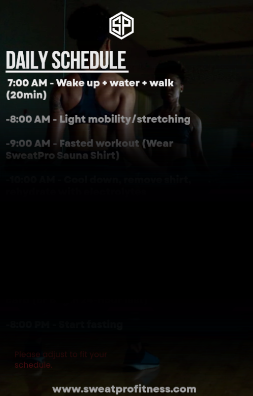 7-Days, 5lbs Fat Loss Plan with SweatPro Sauna Shirt. E-Book
