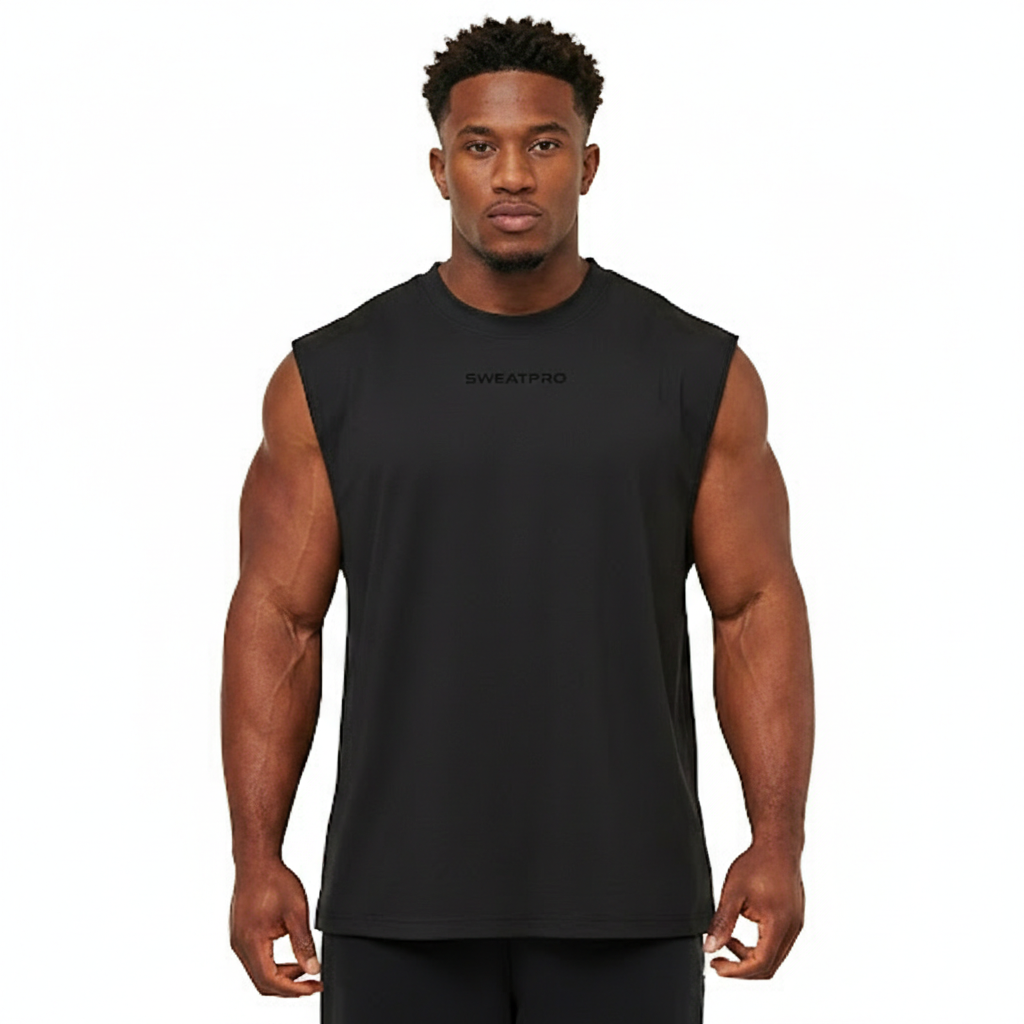 Apex Oversized Sleeveless Training Tee – Gray Cotton