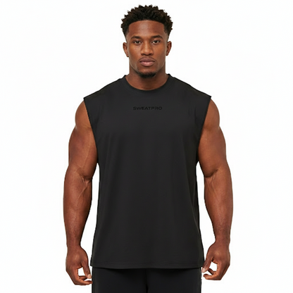 Apex Oversized Sleeveless Training Tee – Gray Cotton