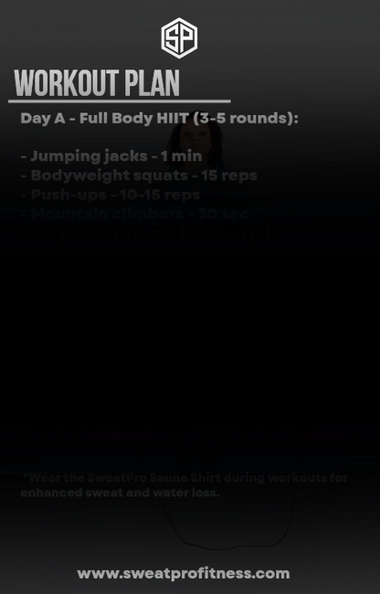 7-Days, 5lbs Fat Loss Plan with SweatPro Sauna Shirt. E-Book